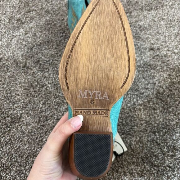 Mayra WESTERLY WESTERN LEATHER BOOTIES NEW in Bag Size 6 Turquoise - Picture 15 of 16